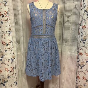 ASOS QED London blue lace skater dress size 8